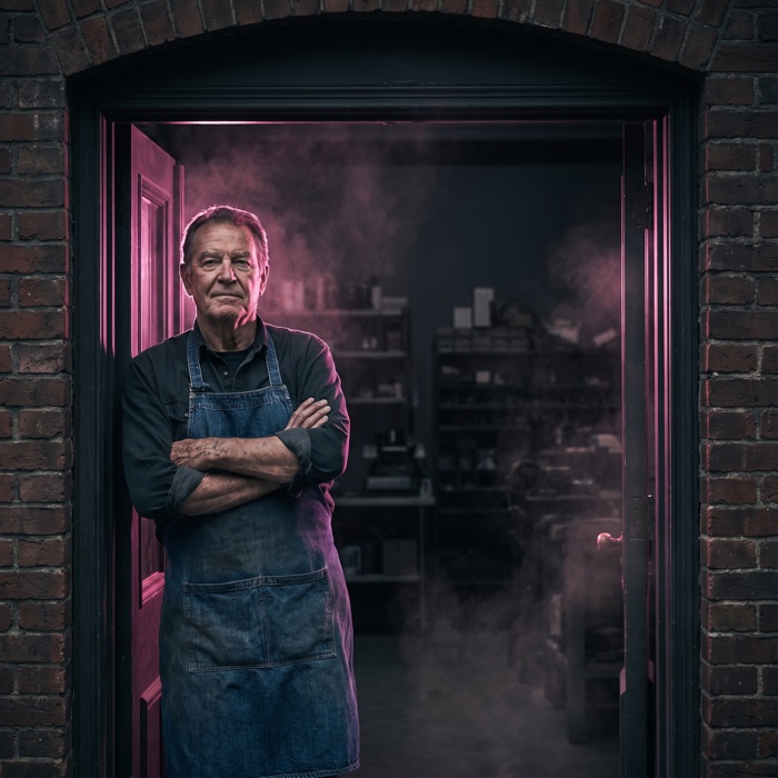A cinematic trailer frame for a local business