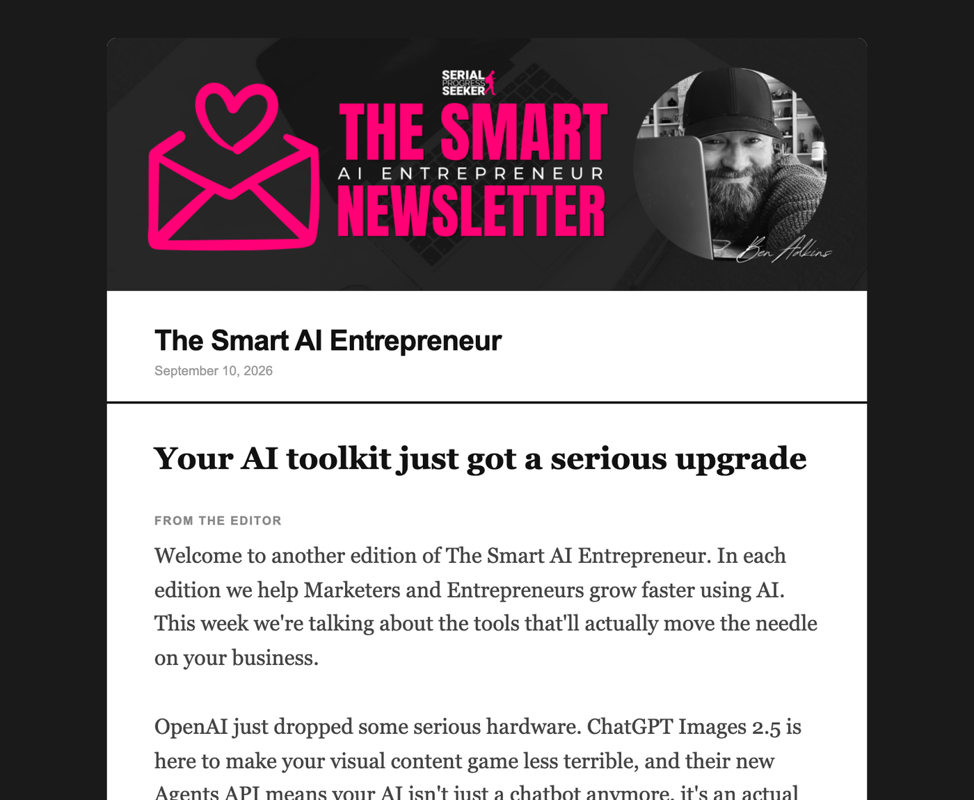 A real Monday edition of The Smart AI Entrepreneur newsletter